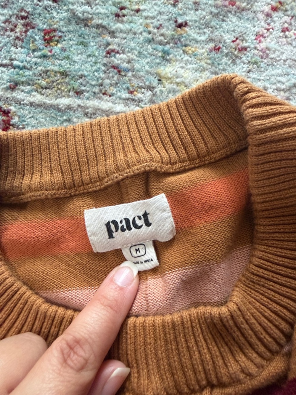 PACT 100% organic cotton striped multicolor sweater size medium - Picture 4 of 4